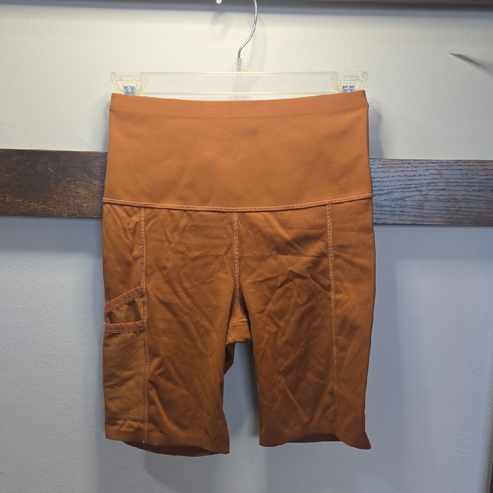 knix rust orange seamless high-rise shorts
